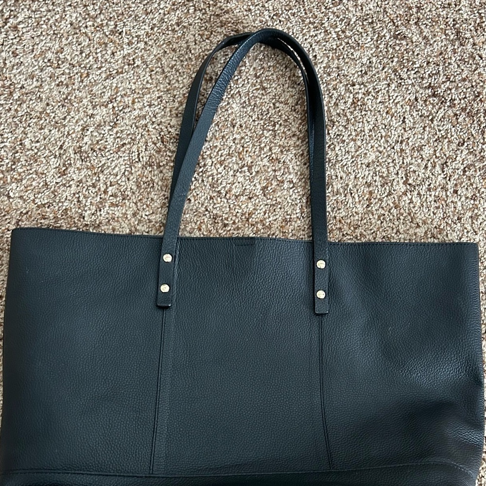 Cole Haan Black Pebbled Leather Tote Shoulder Bag Work Laptop - Picture 7 of 12